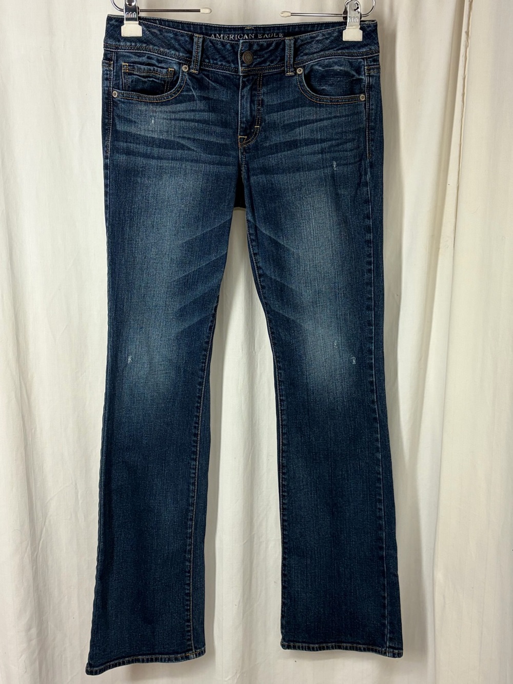 American Eagle 10L Long 10 L Kick Boot Stretch Jeans Dark Rinse Mid Rise Tall